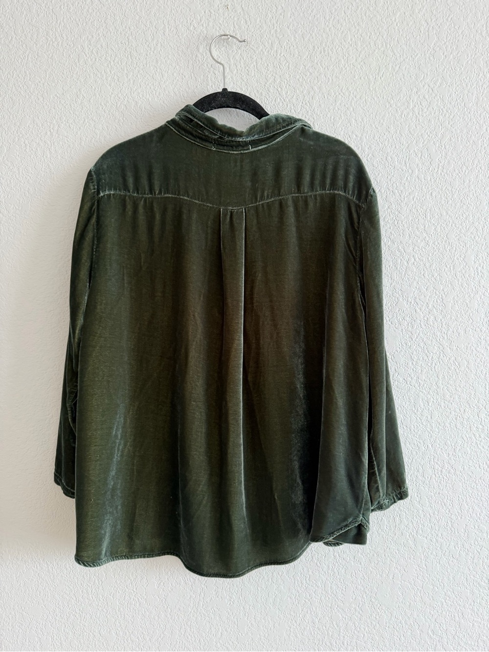 Cut Loose Green Easy Silk Blend Velvet Shirt Size Large Lagenlook - Picture 5 of 5